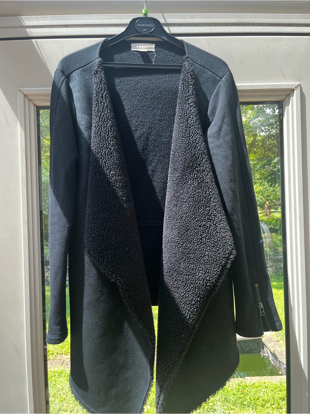 Velvet Brand Cozy Open-Front Black Sherpa Jacket